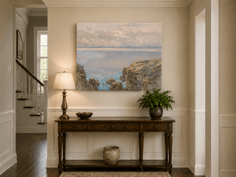 Landscape Oil Painting - Serene River with Swans and Trees