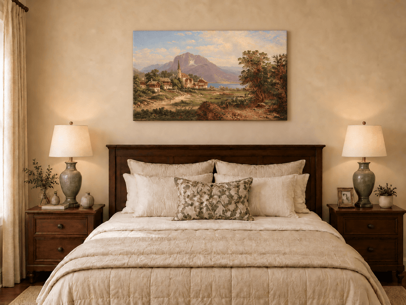 Landscape Oil Painting - Snowy Alpine Valley at Sunrise
