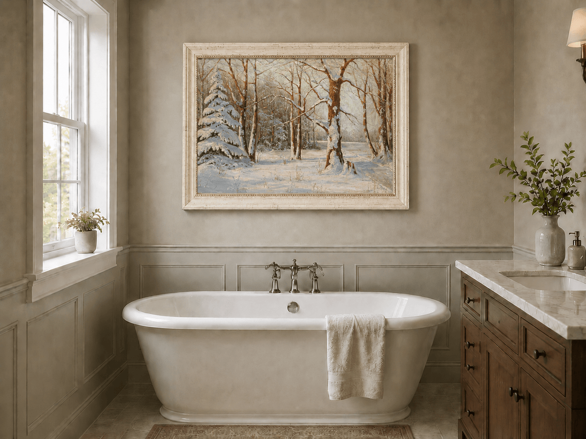 Landscape Oil Painting - Snowy Forest in Winter