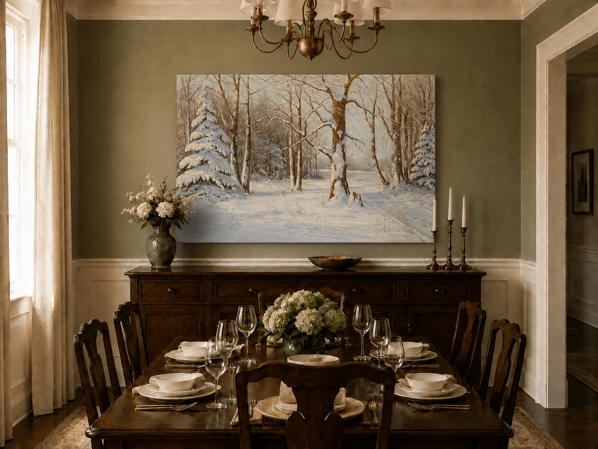 Landscape Oil Painting - Snowy Forest in Winter