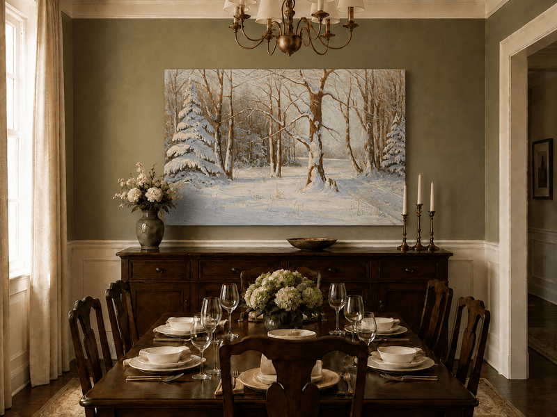 Landscape Oil Painting - Snowy Forest in Winter