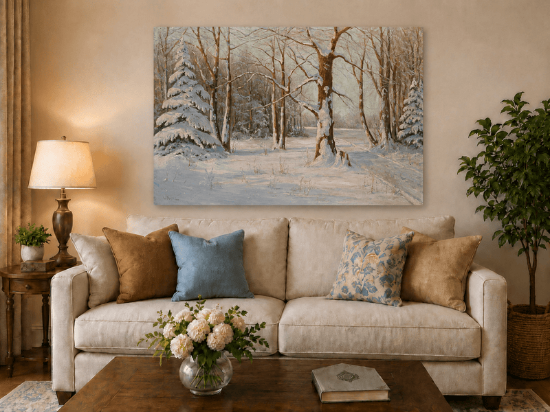 Landscape Oil Painting - Snowy Forest in Winter