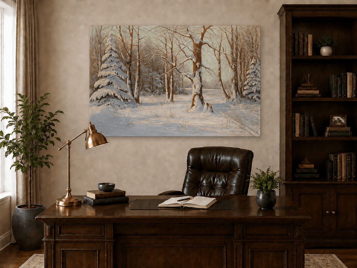 Landscape Oil Painting - Snowy Forest in Winter