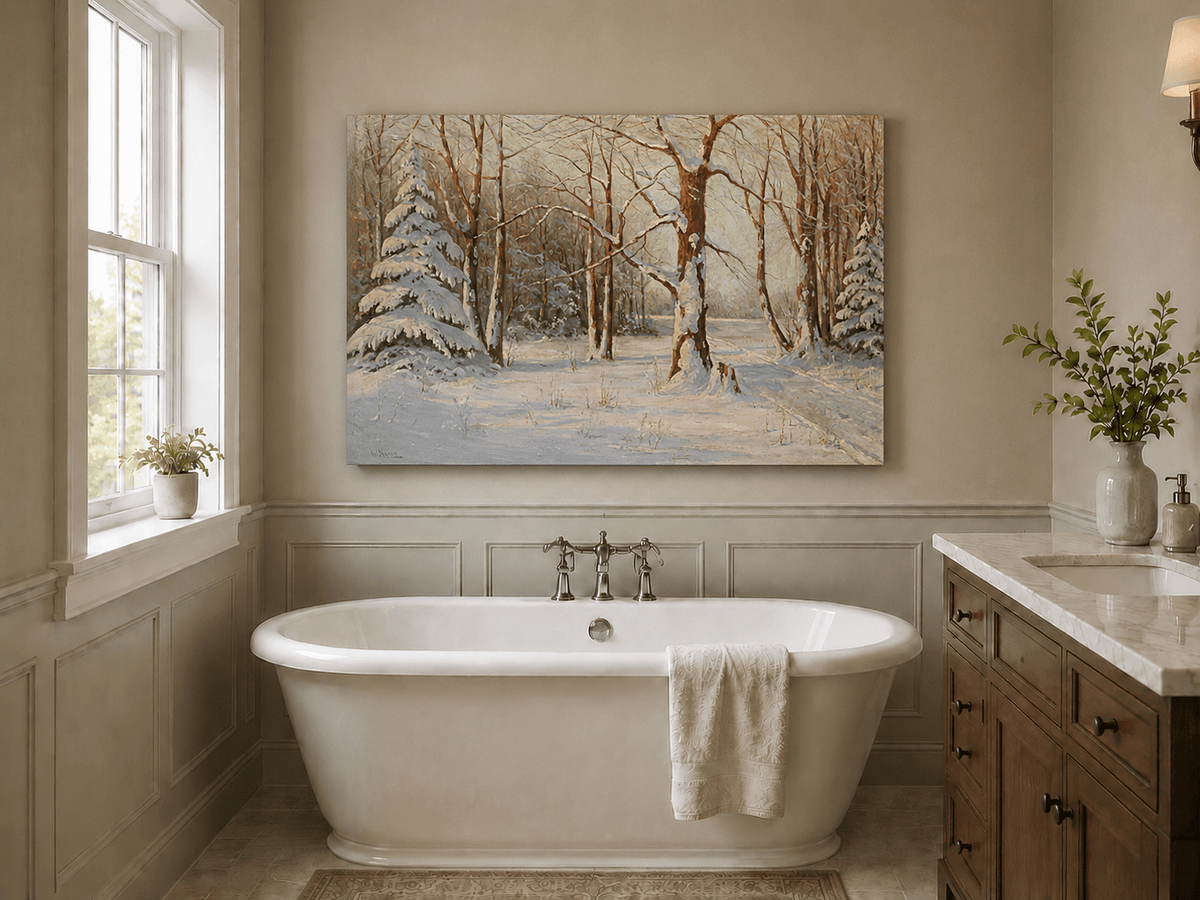 Landscape Oil Painting - Snowy Forest in Winter