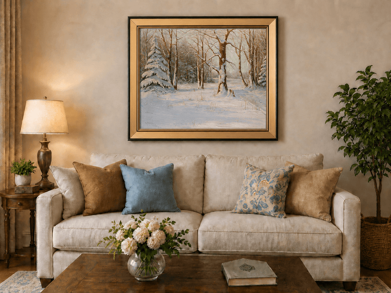 Landscape Oil Painting - Snowy Forest in Winter