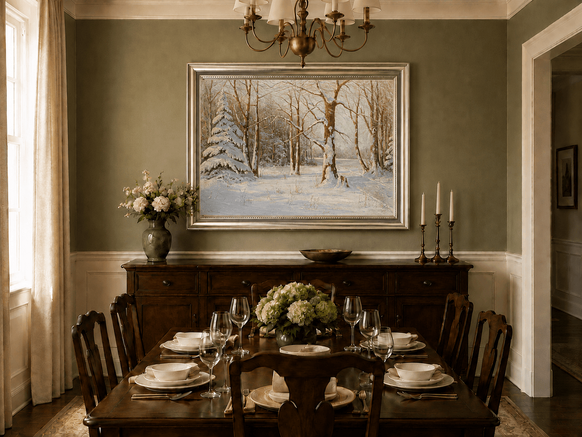Landscape Oil Painting - Snowy Forest in Winter