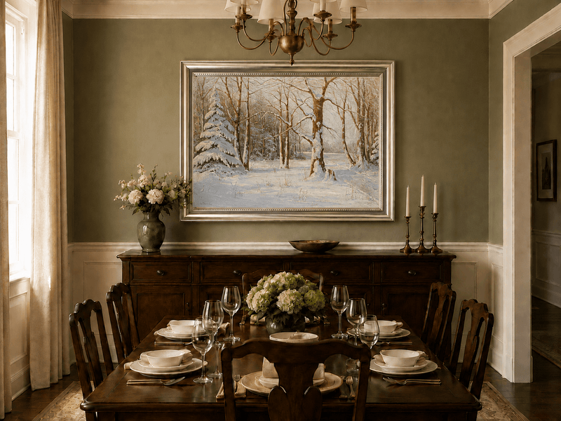 Landscape Oil Painting - Snowy Forest in Winter