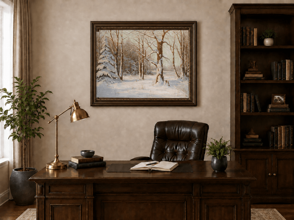 Landscape Oil Painting - Snowy Forest in Winter