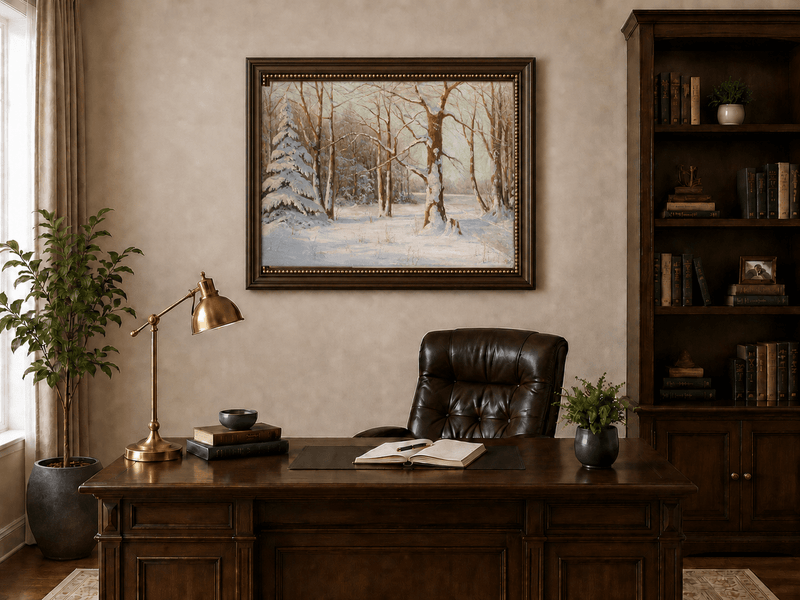 Landscape Oil Painting - Snowy Forest in Winter