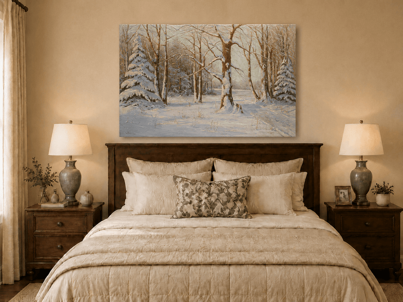Landscape Oil Painting - Snowy Forest in Winter