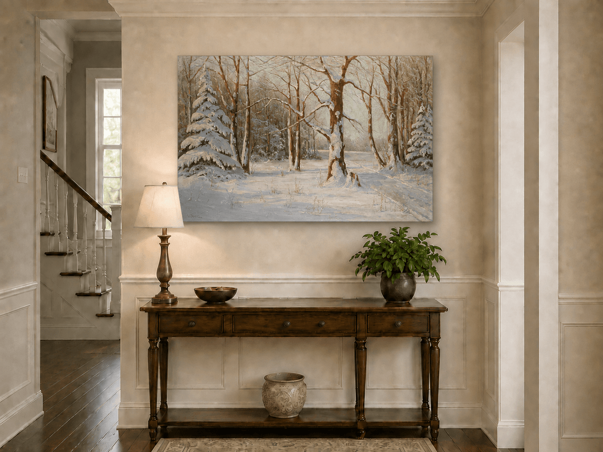 Landscape Oil Painting - Snowy Forest in Winter