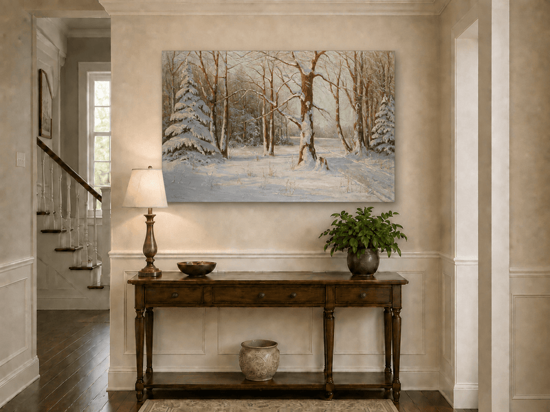 Landscape Oil Painting - Snowy Forest in Winter