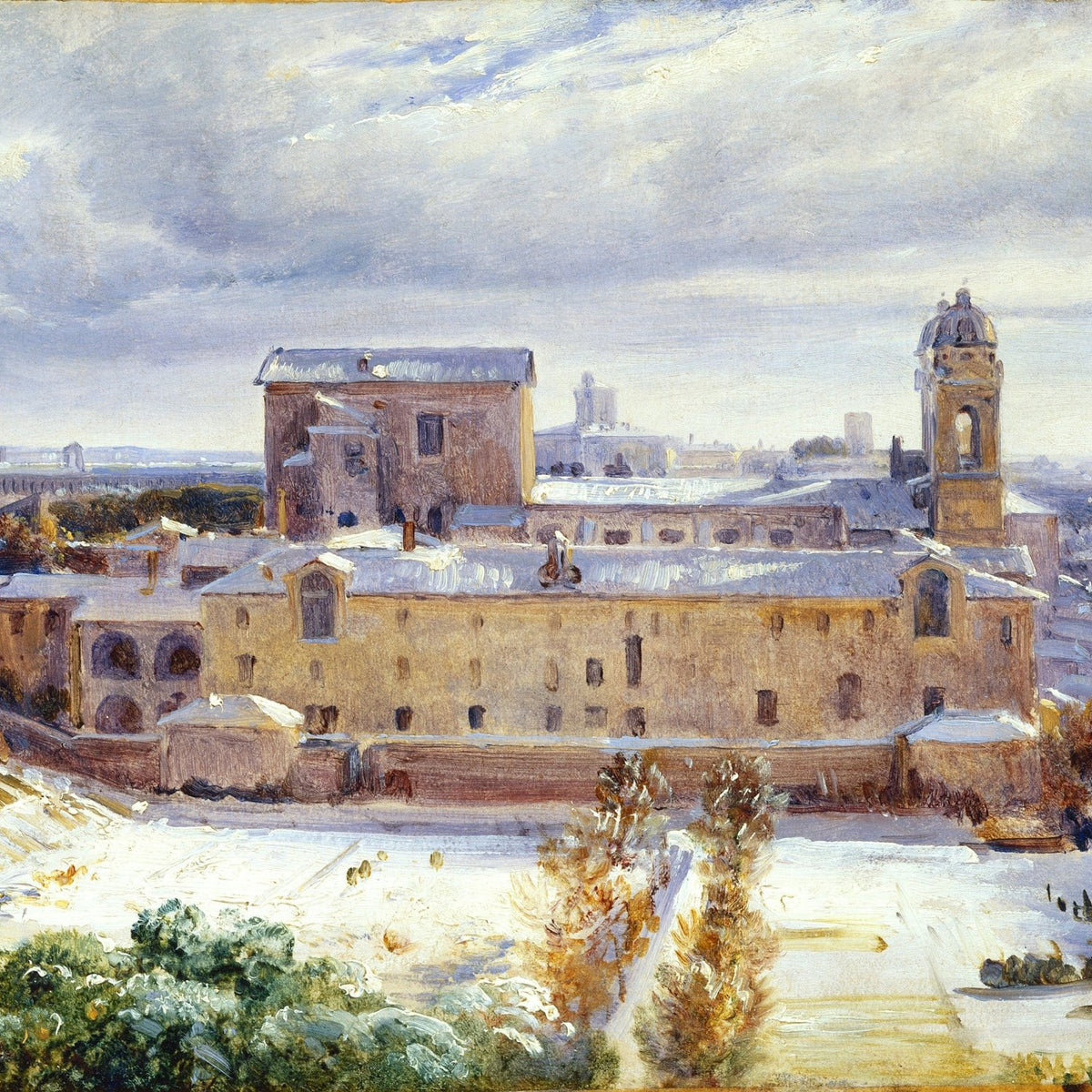 Landscape Oil Painting - Snowy Historic City View - Oil Painting Haven