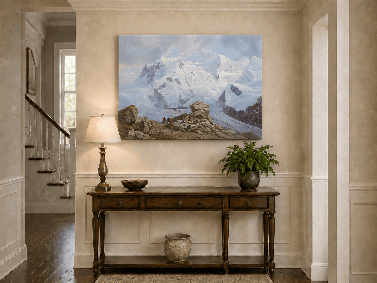 Landscape Oil Painting - Snowy Mountain Peaks & Glacier