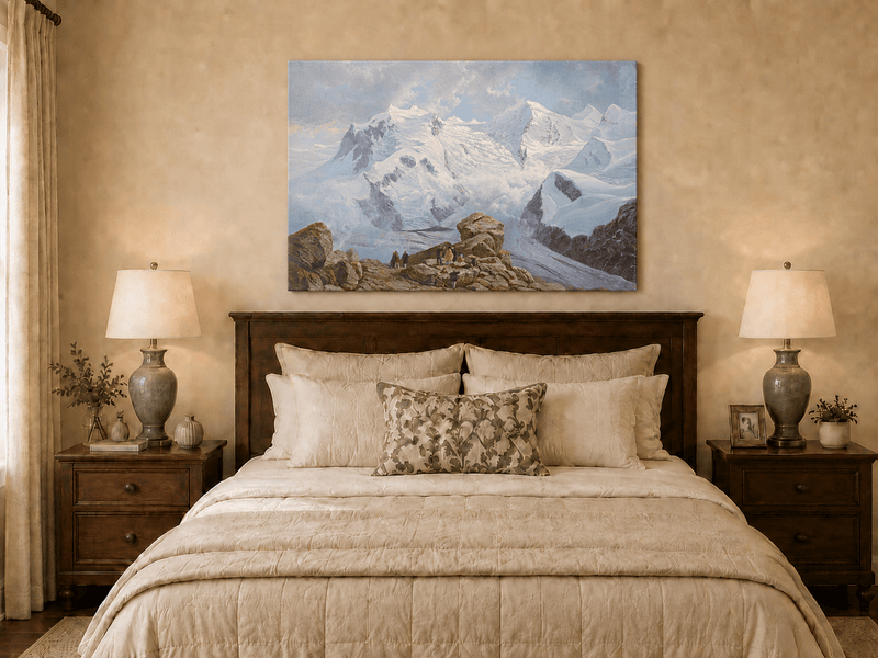 Landscape Oil Painting - Snowy Mountain Peaks & Glacier