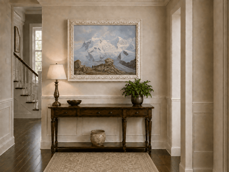 Landscape Oil Painting - Snowy Mountain Peaks & Glacier