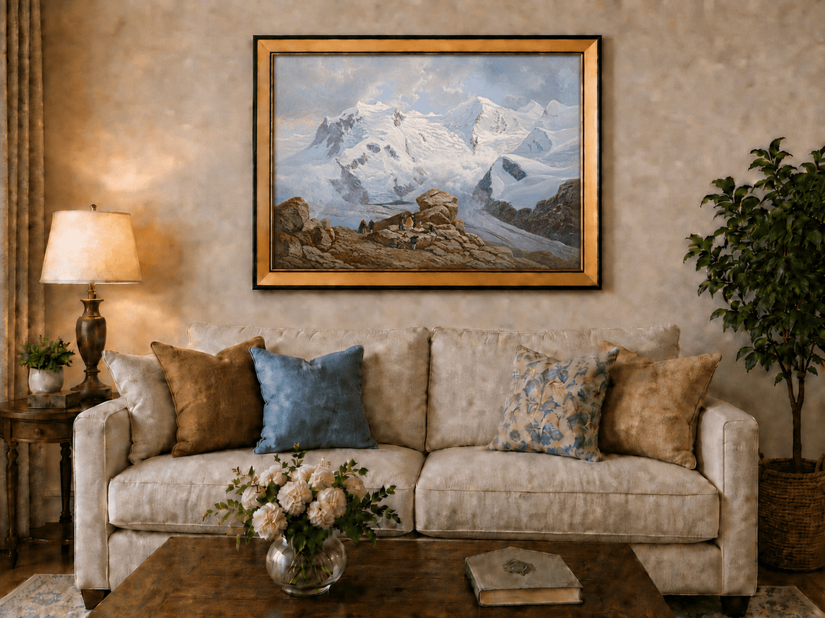 Landscape Oil Painting - Snowy Mountain Peaks & Glacier