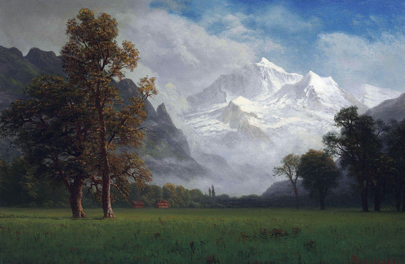 Peinture à l'huile de paysage - Scène rurale pastorale avec vaches, chèvres et chaumière