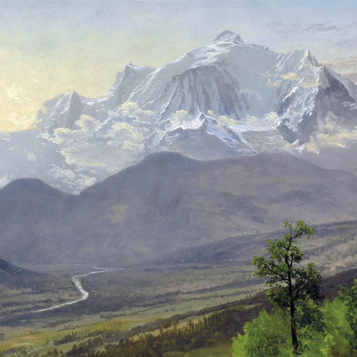 Landscape Oil Painting - Snowy Mountain Valley