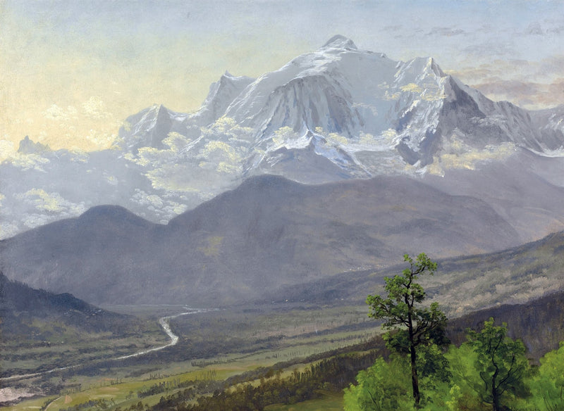 Landscape Oil Painting - Snowy Mountain Valley