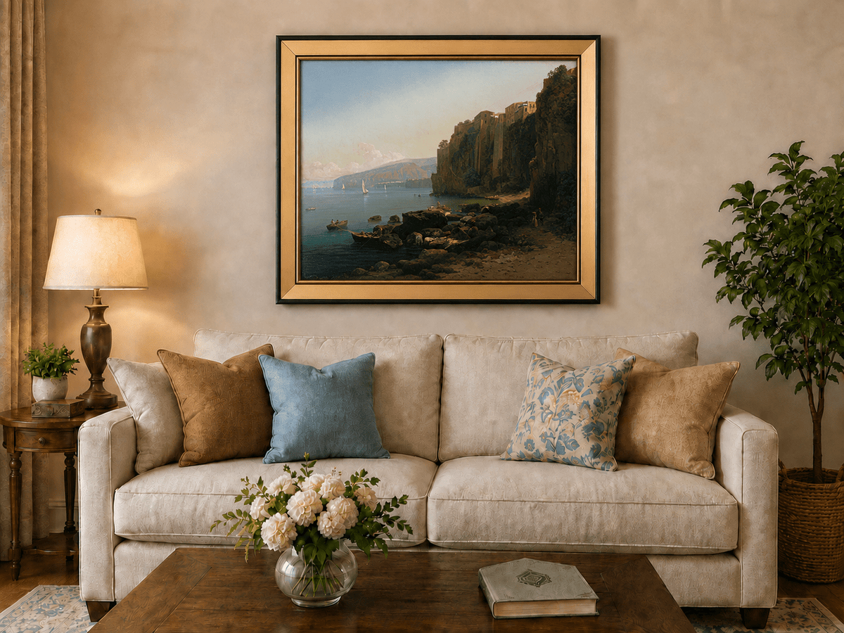Landscape Oil Painting - Sorrento Cliffs Above the Blue Bay