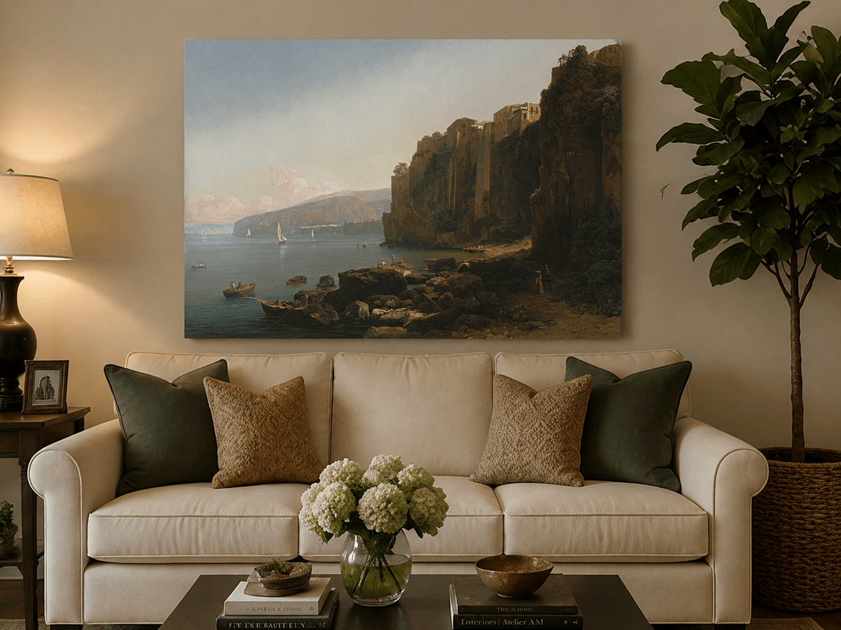 Landscape Oil Painting - Sorrento Cliffs Above the Blue Bay