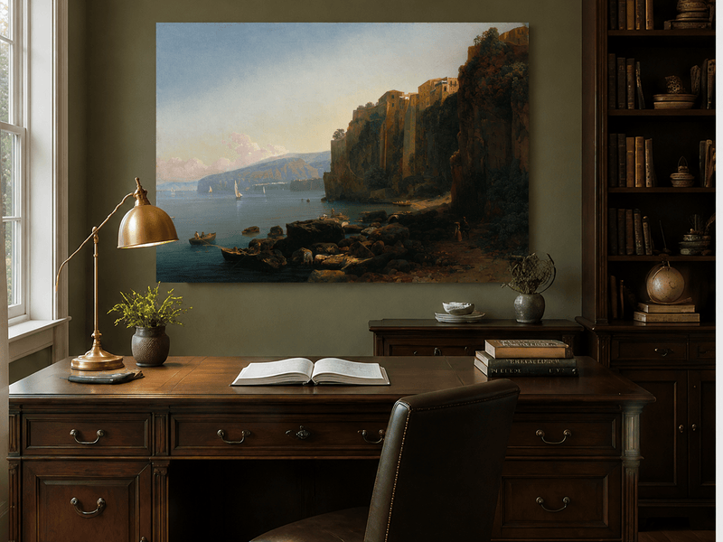 Landscape Oil Painting - Sorrento Cliffs Above the Blue Bay