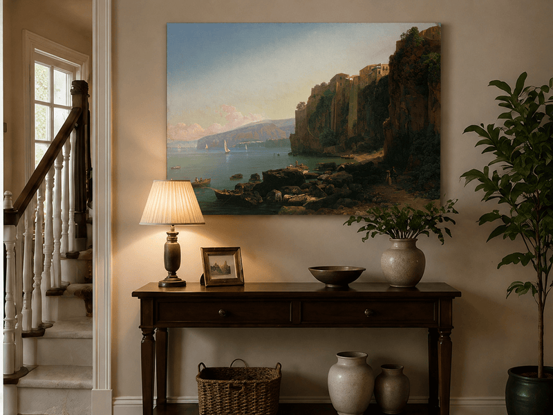 Landscape Oil Painting - Sorrento Cliffs Above the Blue Bay
