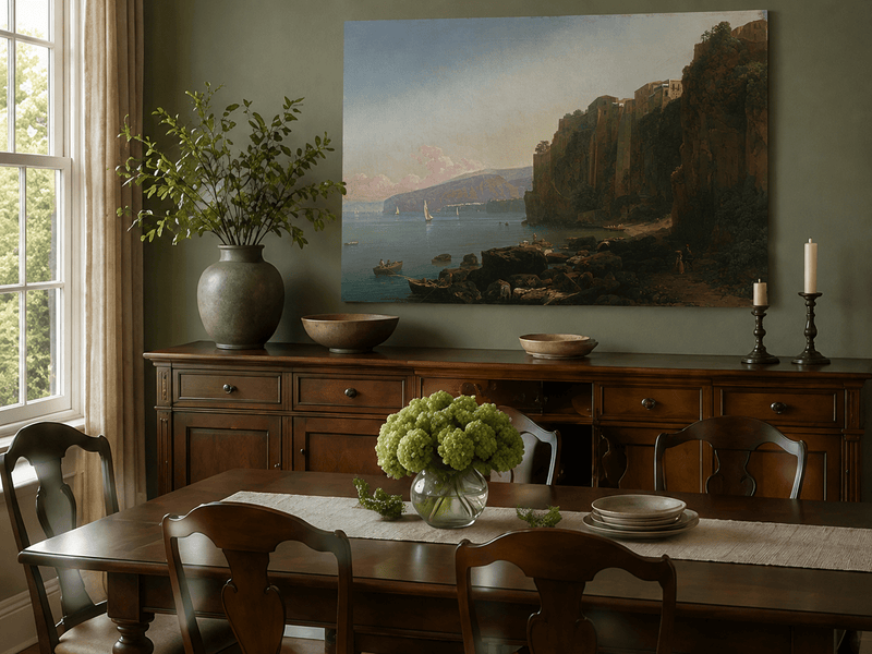 Landscape Oil Painting - Sorrento Cliffs Above the Blue Bay
