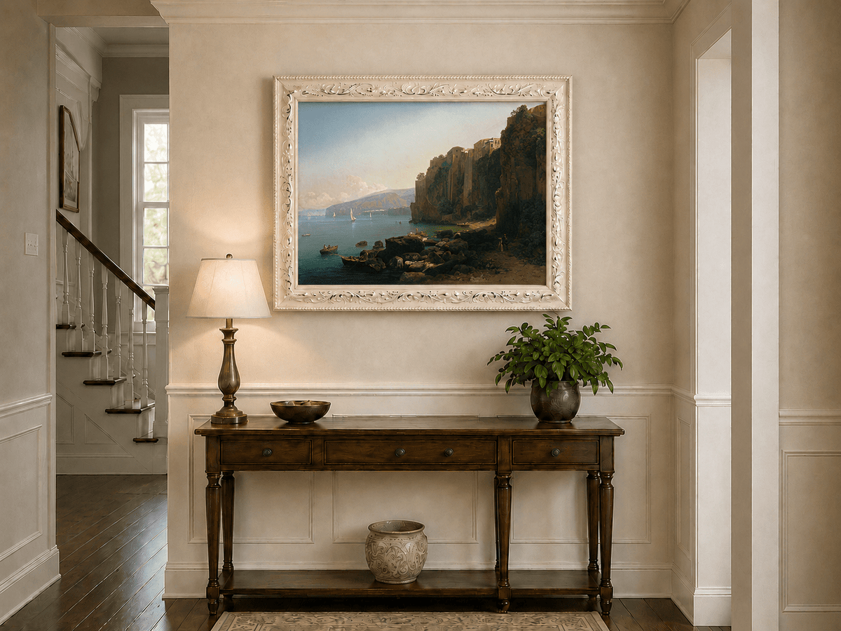 Landscape Oil Painting - Sorrento Cliffs Above the Blue Bay