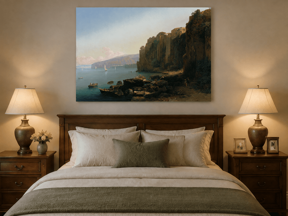 Landscape Oil Painting - Sorrento Cliffs Above the Blue Bay