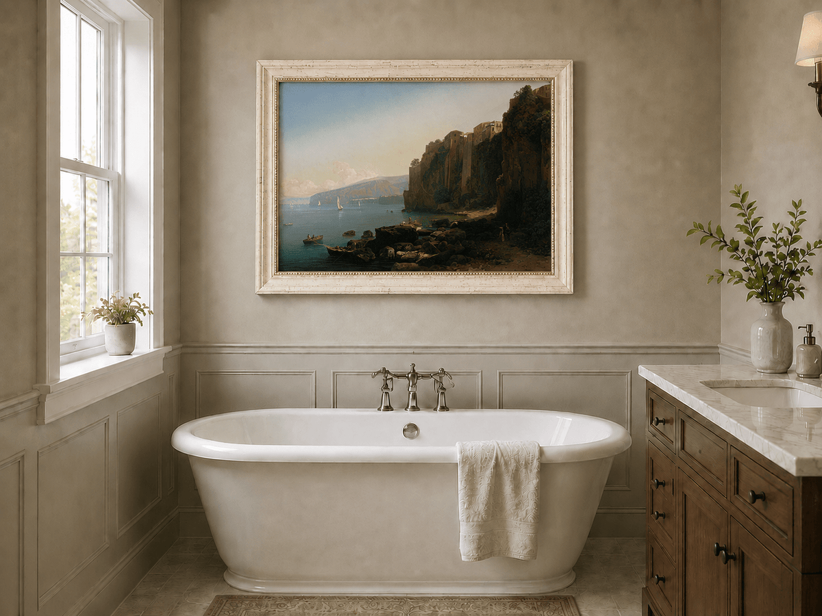 Landscape Oil Painting - Sorrento Cliffs Above the Blue Bay