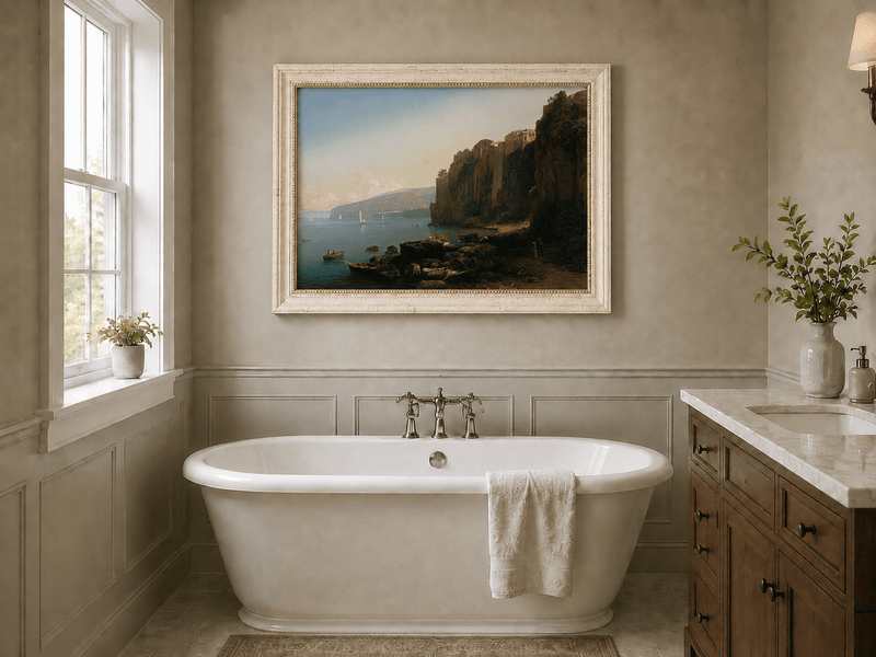 Landscape Oil Painting - Sorrento Cliffs Above the Blue Bay