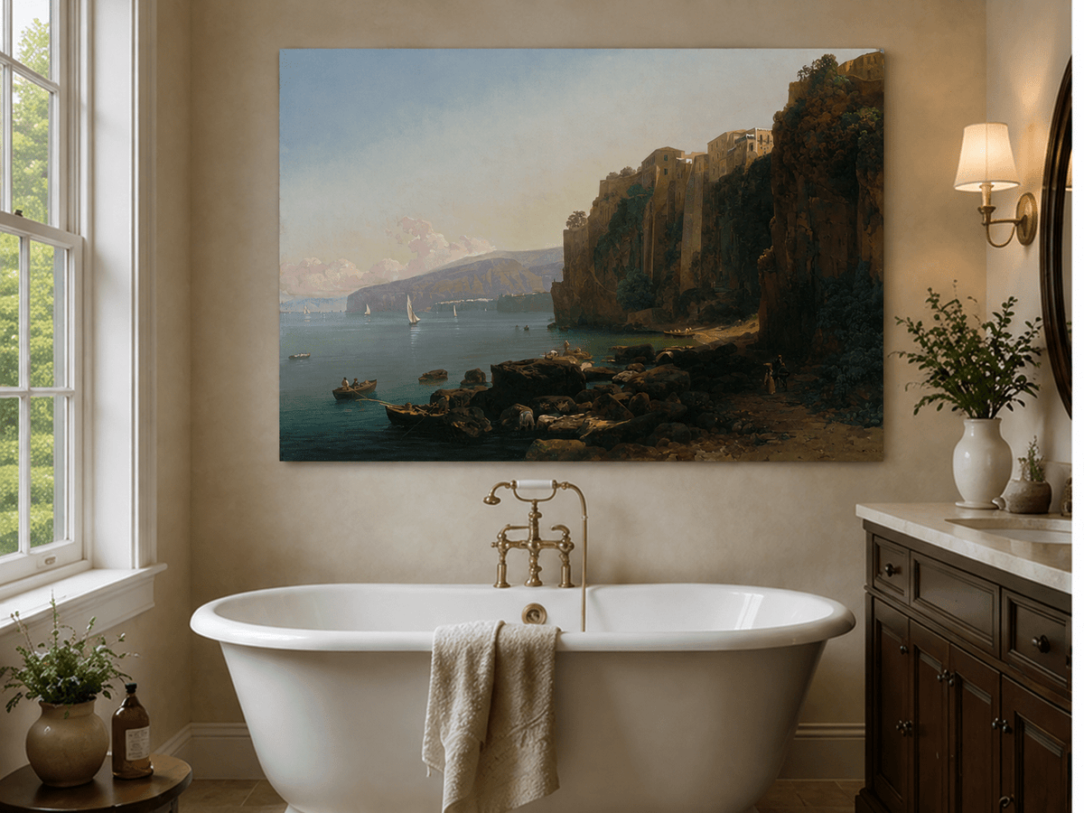 Landscape Oil Painting - Sorrento Cliffs Above the Blue Bay