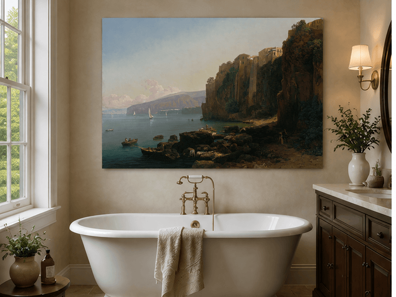 Landscape Oil Painting - Sorrento Cliffs Above the Blue Bay