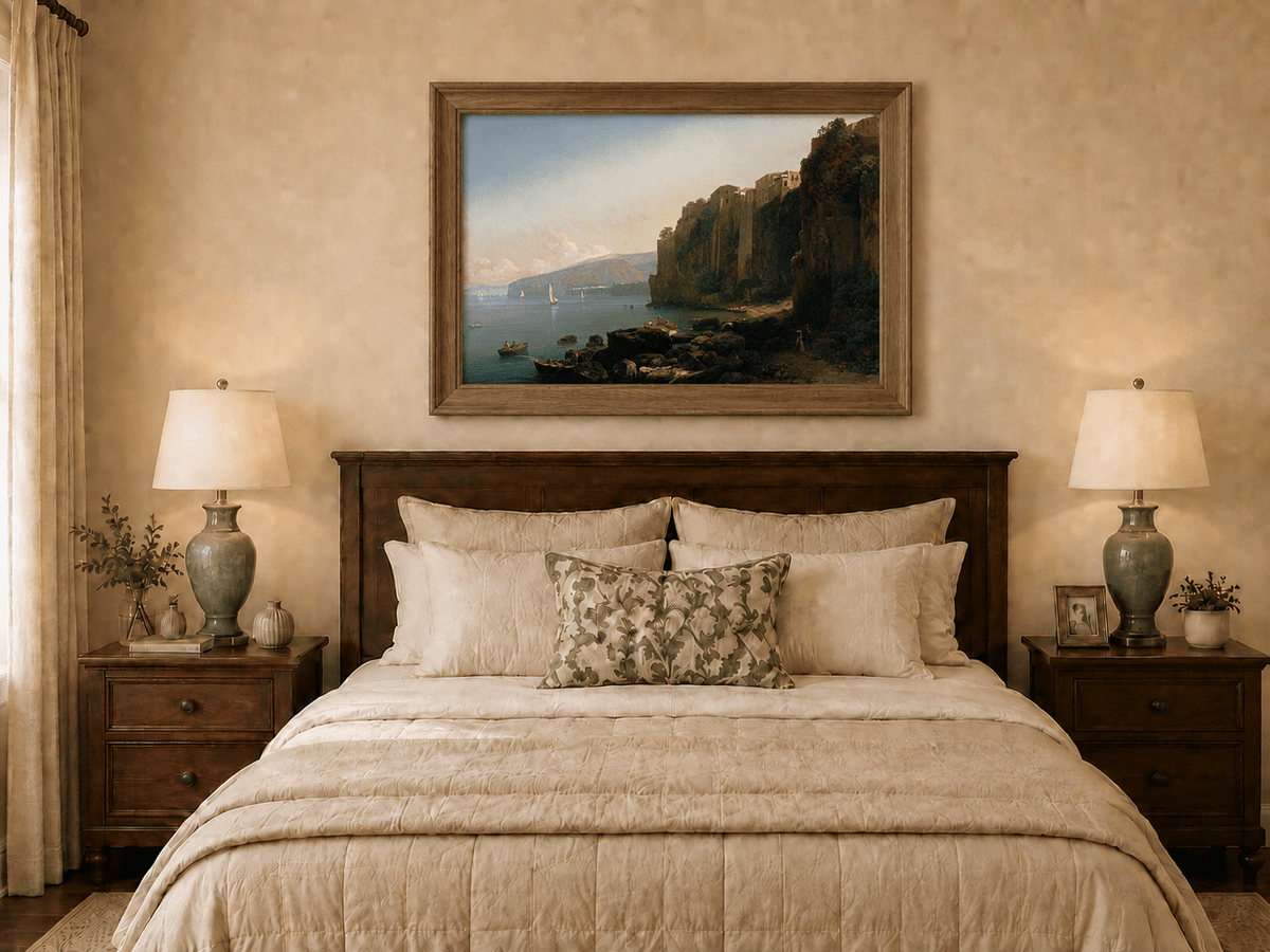 Landscape Oil Painting - Sorrento Cliffs Above the Blue Bay