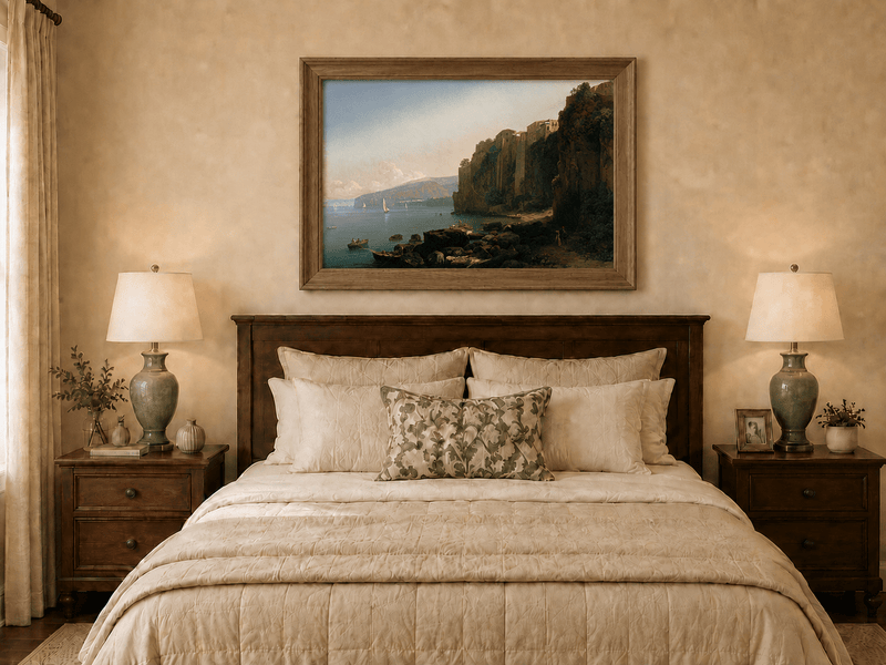 Landscape Oil Painting - Sorrento Cliffs Above the Blue Bay