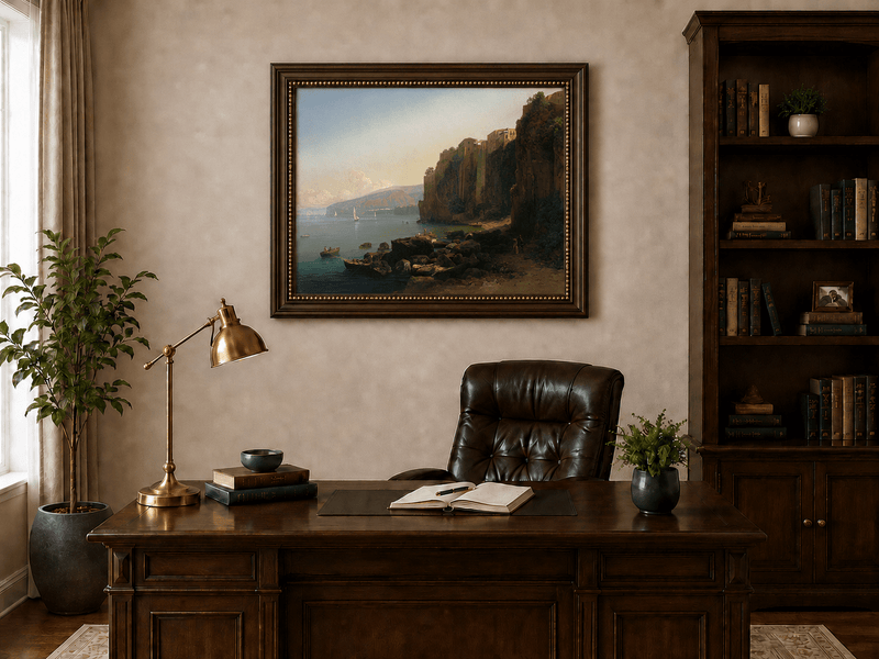 Landscape Oil Painting - Sorrento Cliffs Above the Blue Bay