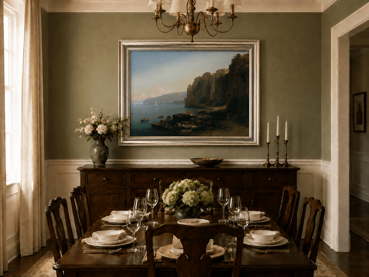 Landscape Oil Painting - Sorrento Cliffs Above the Blue Bay