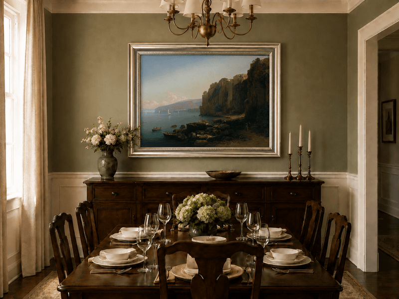 Landscape Oil Painting - Sorrento Cliffs Above the Blue Bay