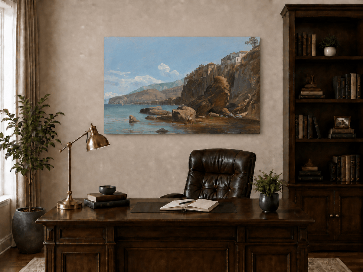 Landscape Oil Painting - Sorrento Coast with Clifftop Village