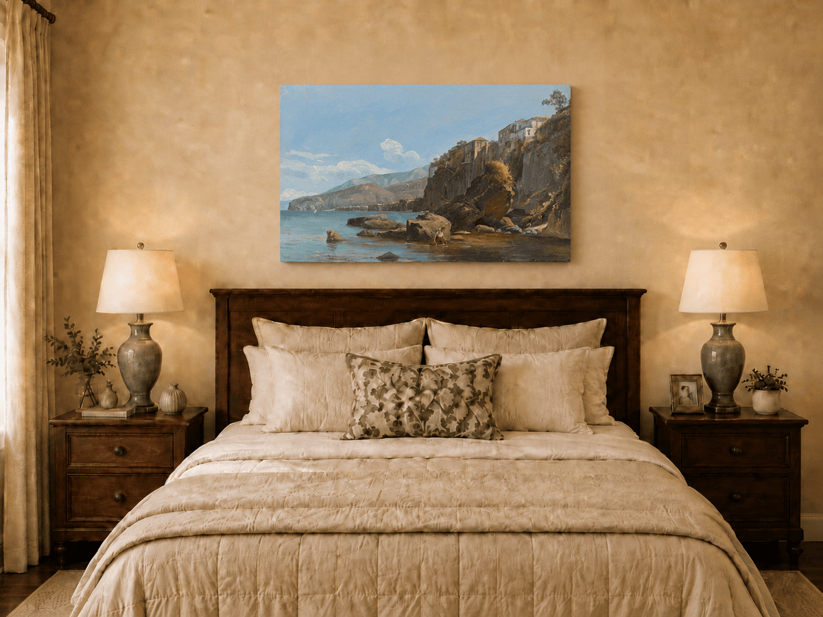 Landscape Oil Painting - Sorrento Coast with Clifftop Village