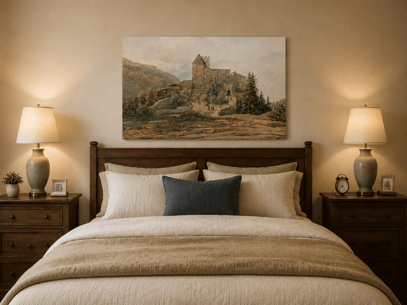 Landscape Oil Painting - South Tyrol Castle and Alpine Valley