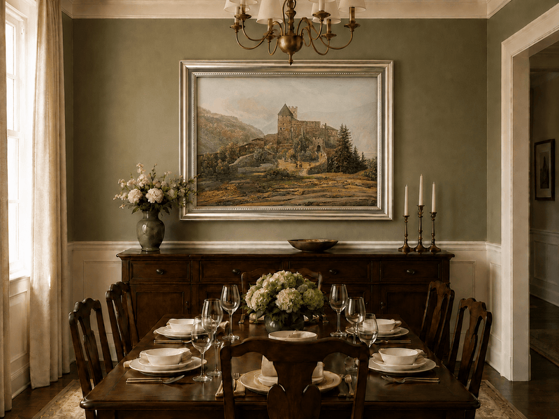 Landscape Oil Painting - South Tyrol Castle and Alpine Valley