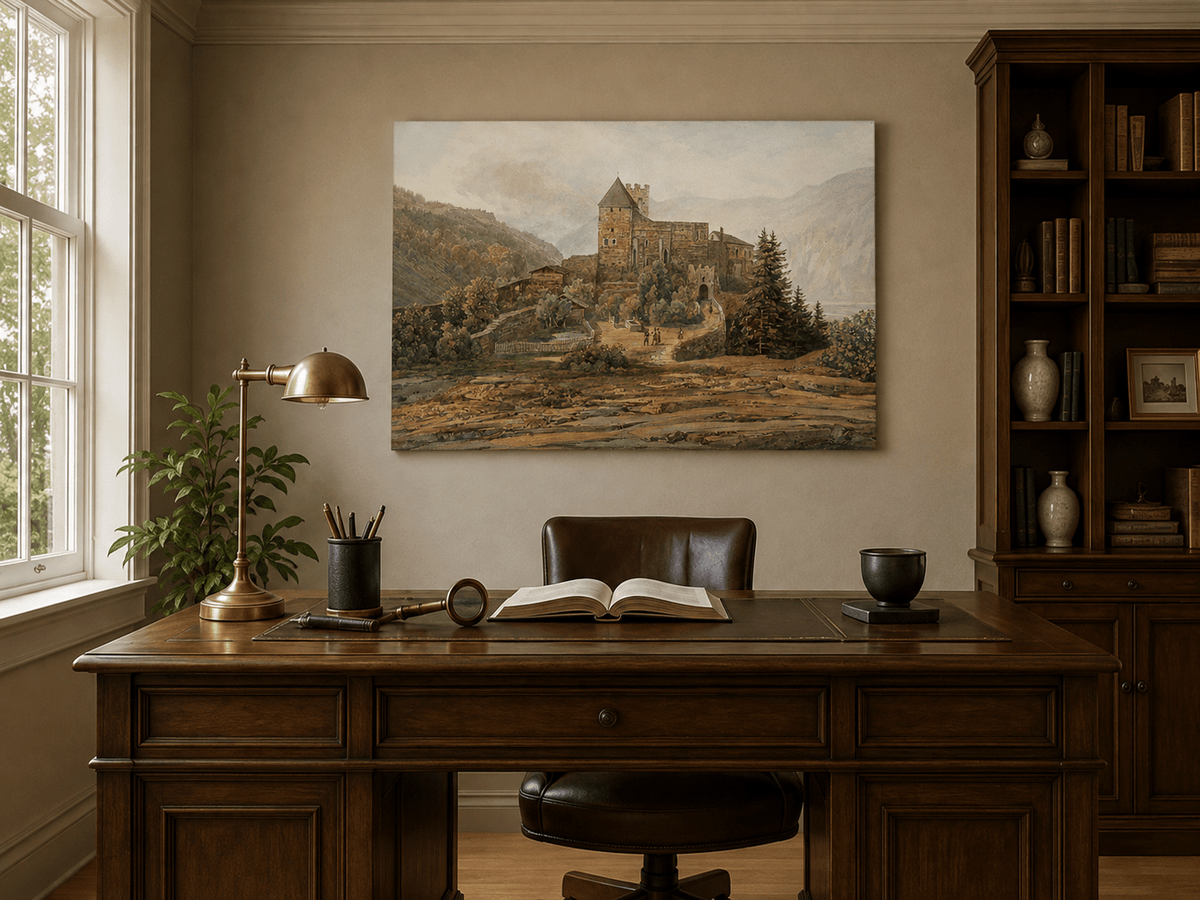 Landscape Oil Painting - South Tyrol Castle and Alpine Valley
