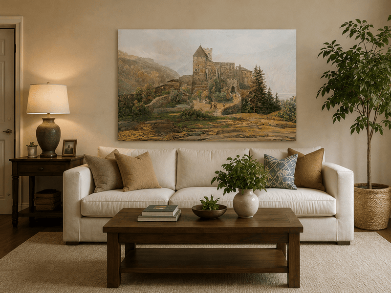 Landscape Oil Painting - South Tyrol Castle and Alpine Valley