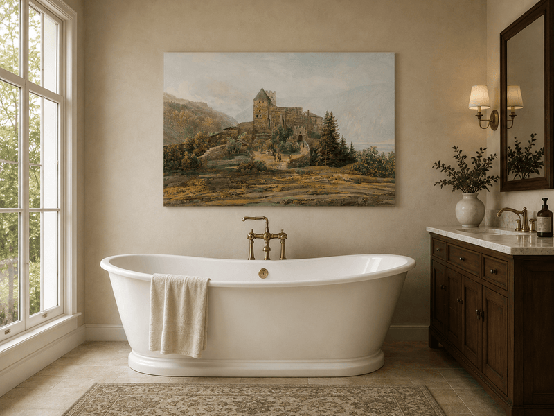 Landscape Oil Painting - South Tyrol Castle and Alpine Valley
