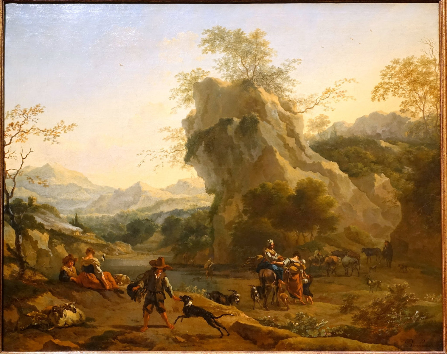Landscape Oil Painting - Southern Mountain Valley with Figures - Oil Painting Haven