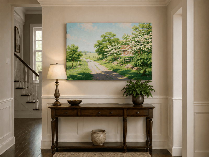 Landscape Oil Painting - Spring Floral Landscape Oil Painting