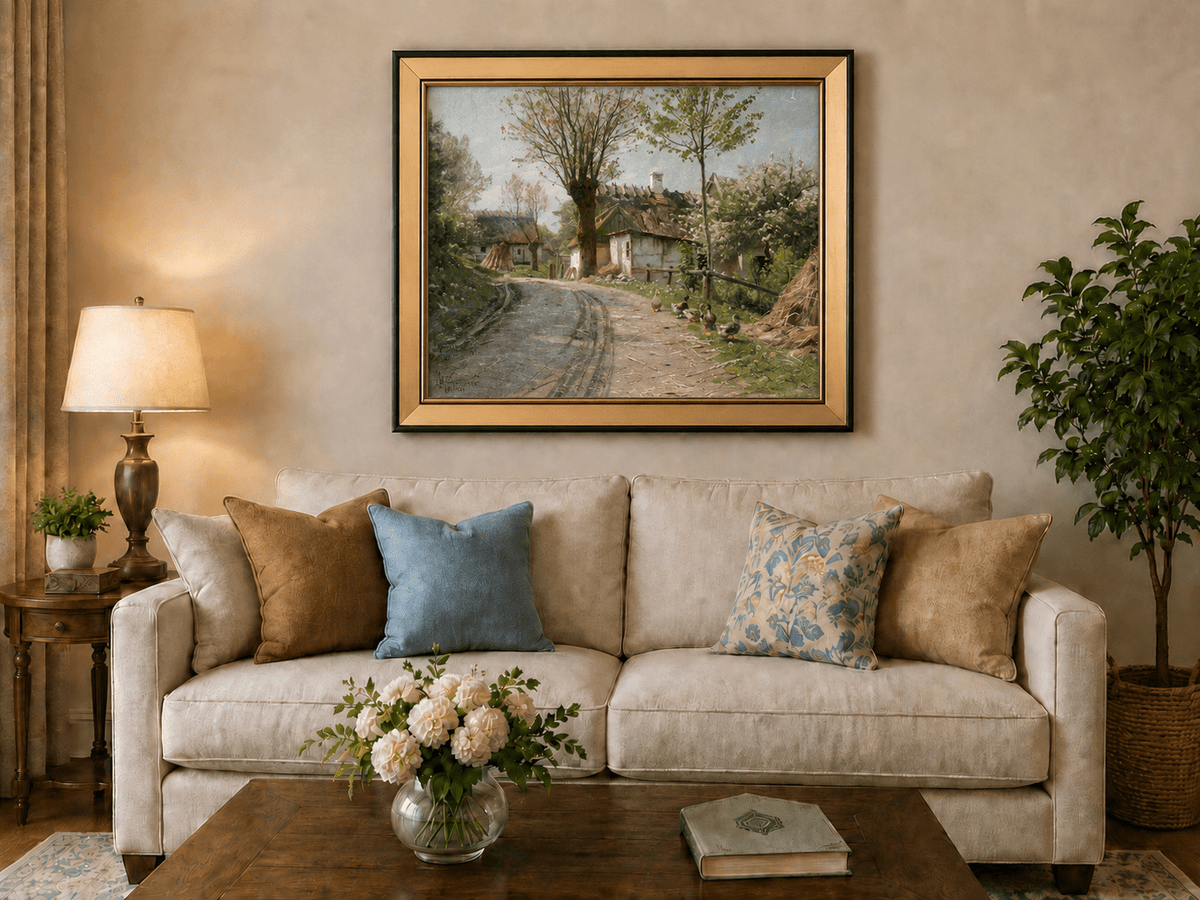 Landscape Oil Painting - Spring Village Road